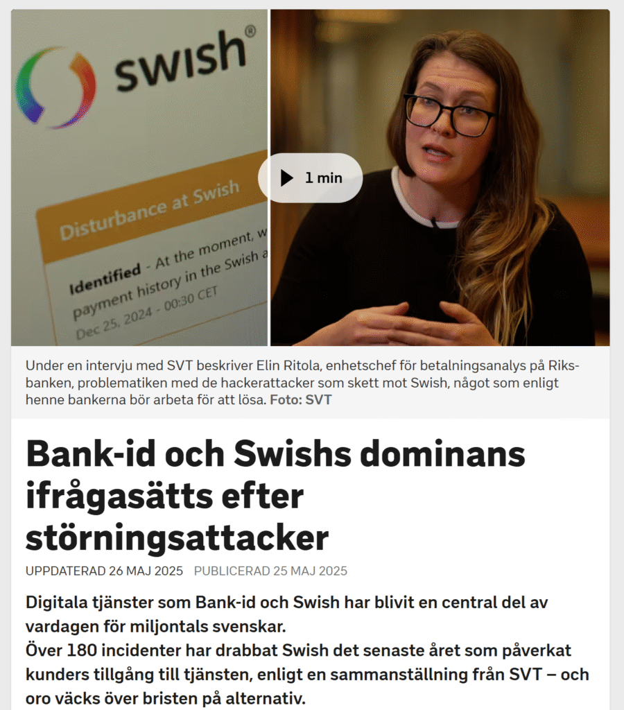 BankID och Swish dominans ifrågasätts